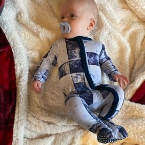 Posh Peanut 3-6 fitted blue onesie